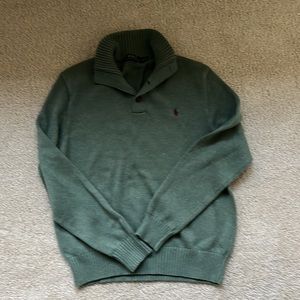 Polo pullover sweater.  Medium moss green.